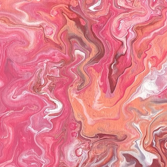 Pink Coral Fluid Art Painting Canvas Board 10x10 Handcrafted by Svetlana Yeung - Picture 8 of 14